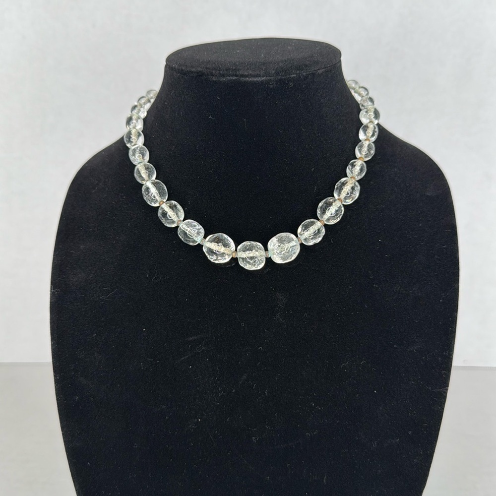 Antique 1930s Clear Glass Beaded Necklace Lot A21